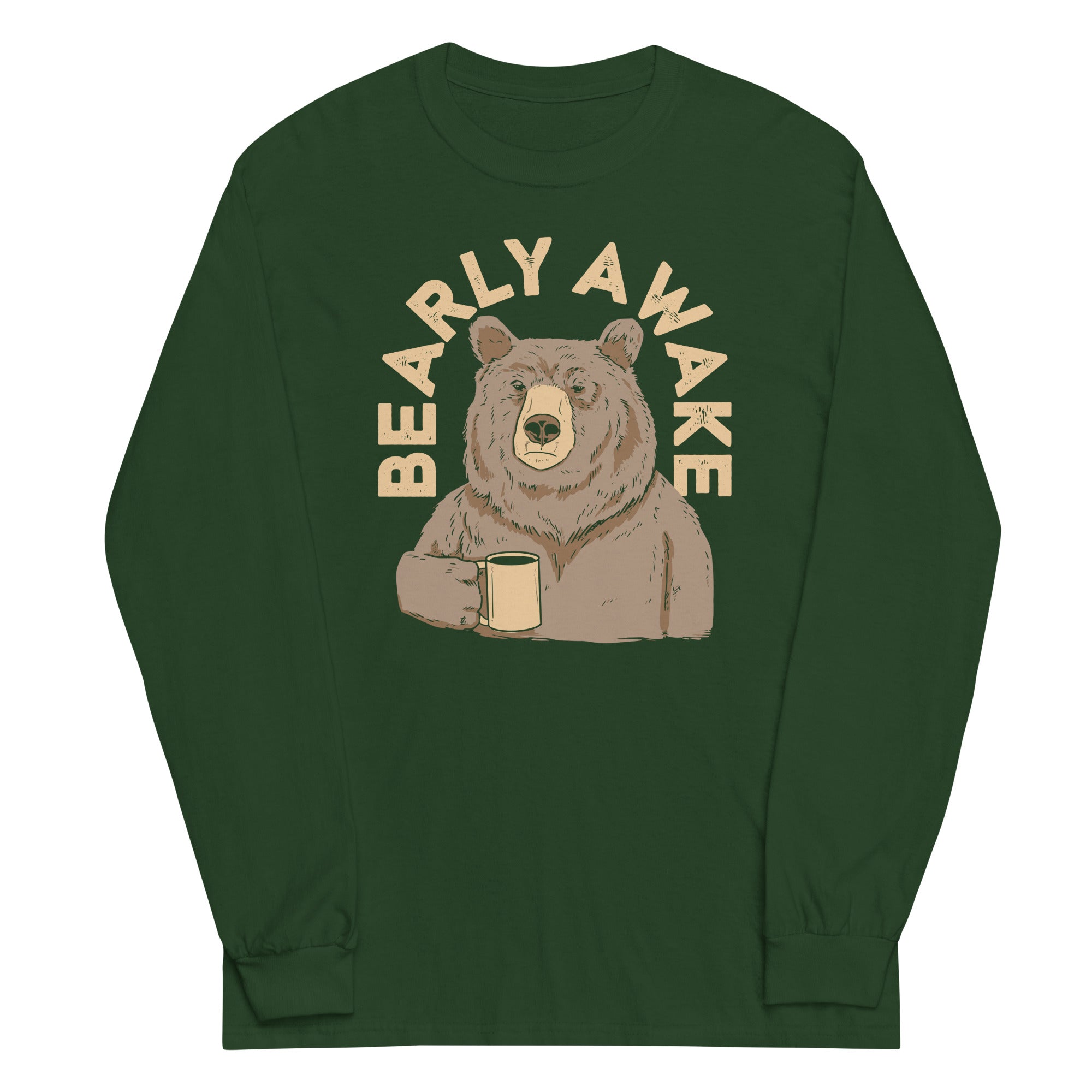 Bearly Awake Unisex Long Sleeve Tee Hoodie, Sweatshirt | CoreVibeTees.com (Image 3)