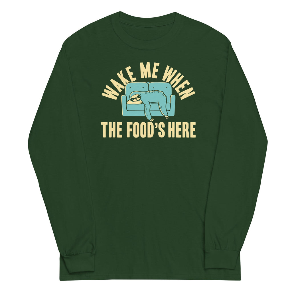 Wake Me When The Food's Here Unisex Long Sleeve Tee Hoodie, Sweatshirt | CoreVibeTees.com (Image 3)