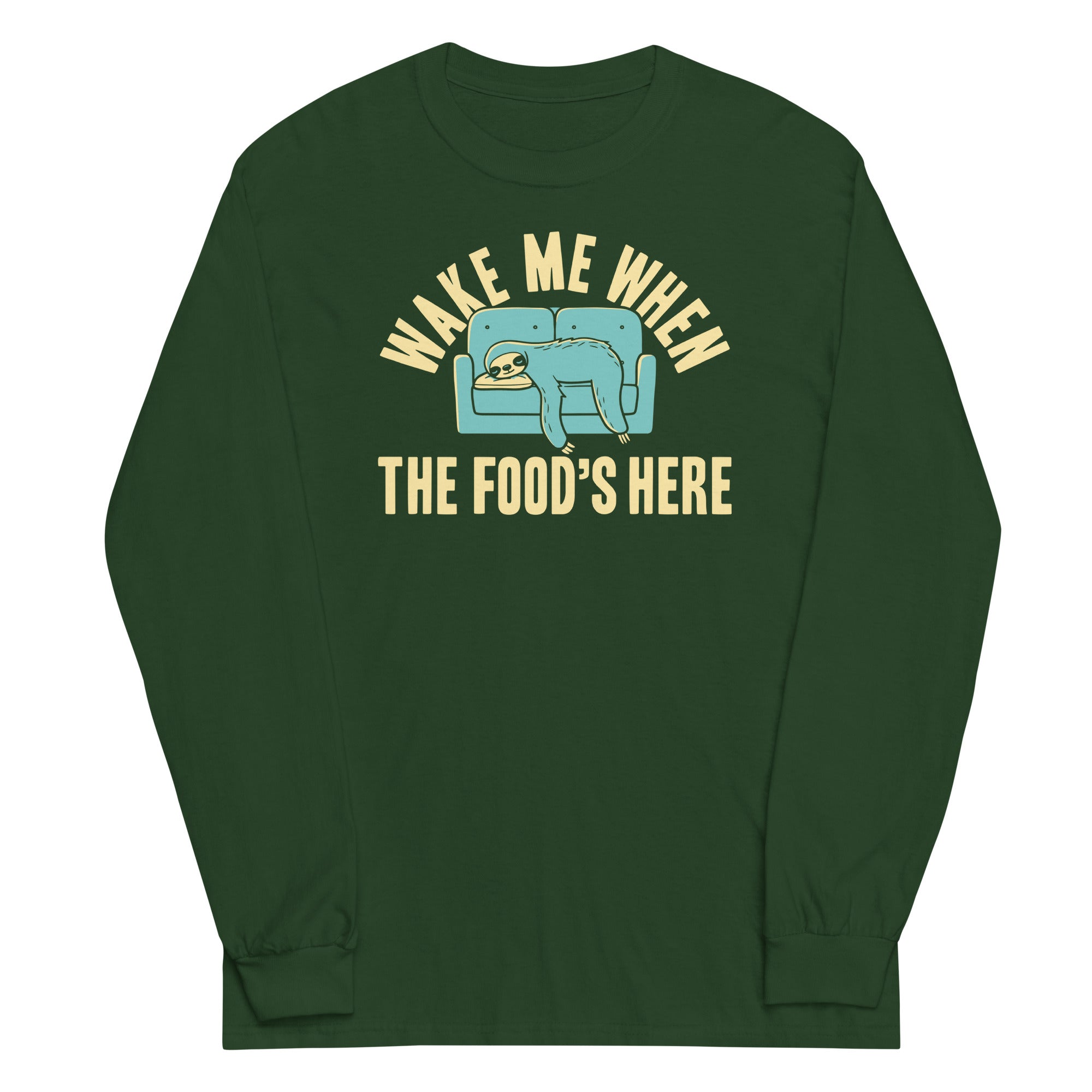 Wake Me When The Food's Here Unisex Long Sleeve Tee Hoodie, Sweatshirt | CoreVibeTees.com (Image 3)