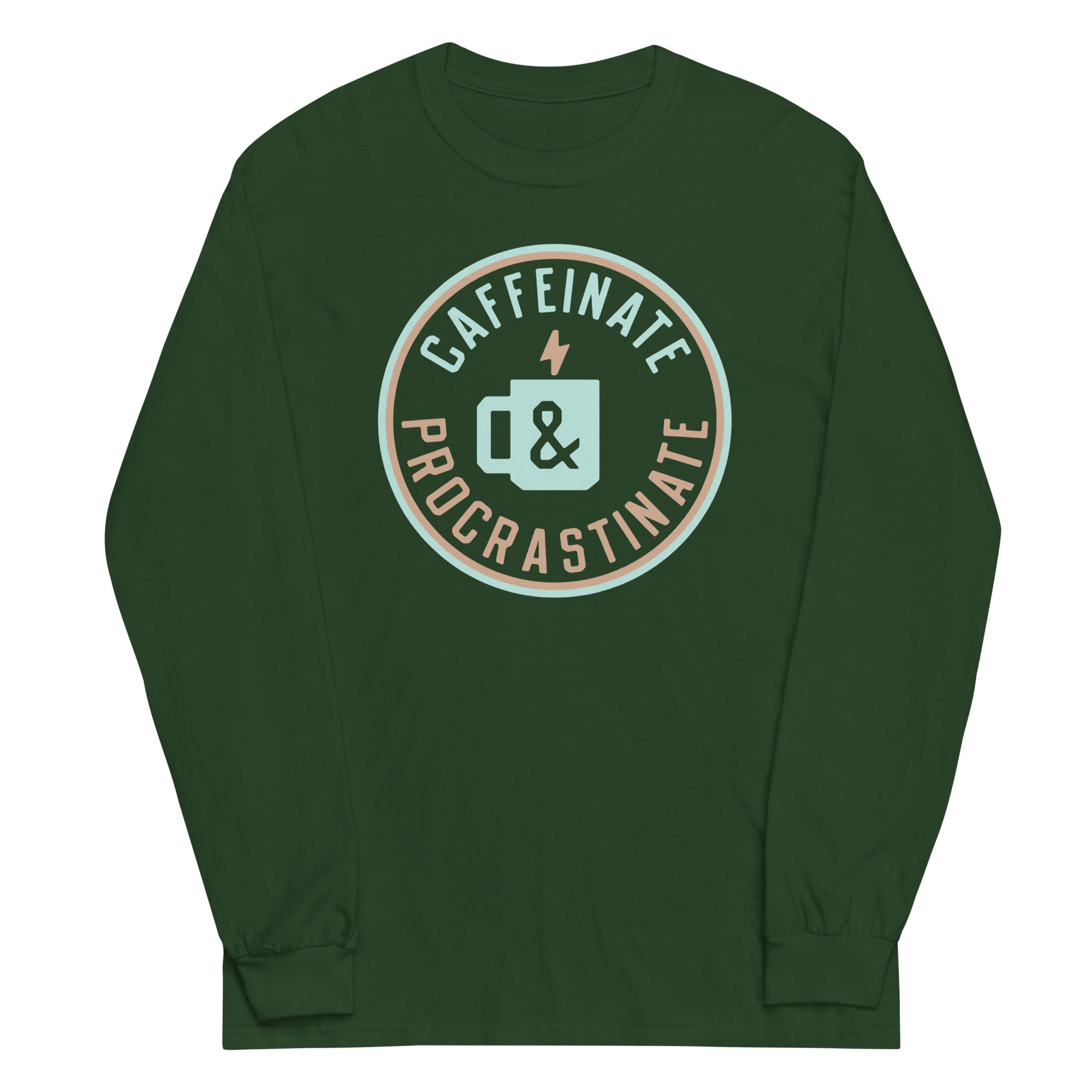 Caffeinate And Procrastinate Unisex Long Sleeve Tee Hoodie, Sweatshirt | CoreVibeTees.com (Image 4)