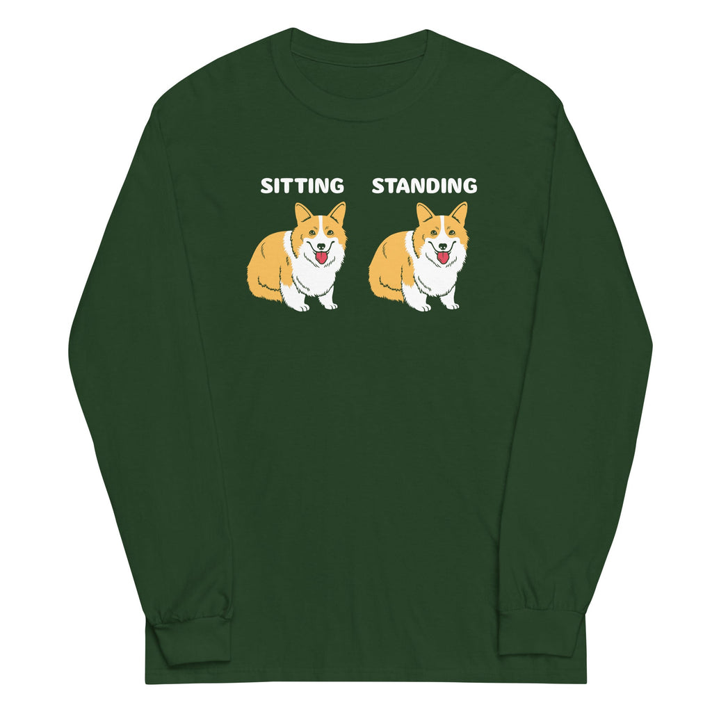 Corgi Sitting And Standing Unisex Long Sleeve Tee Hoodie, Sweatshirt | CoreVibeTees.com (Image 3)