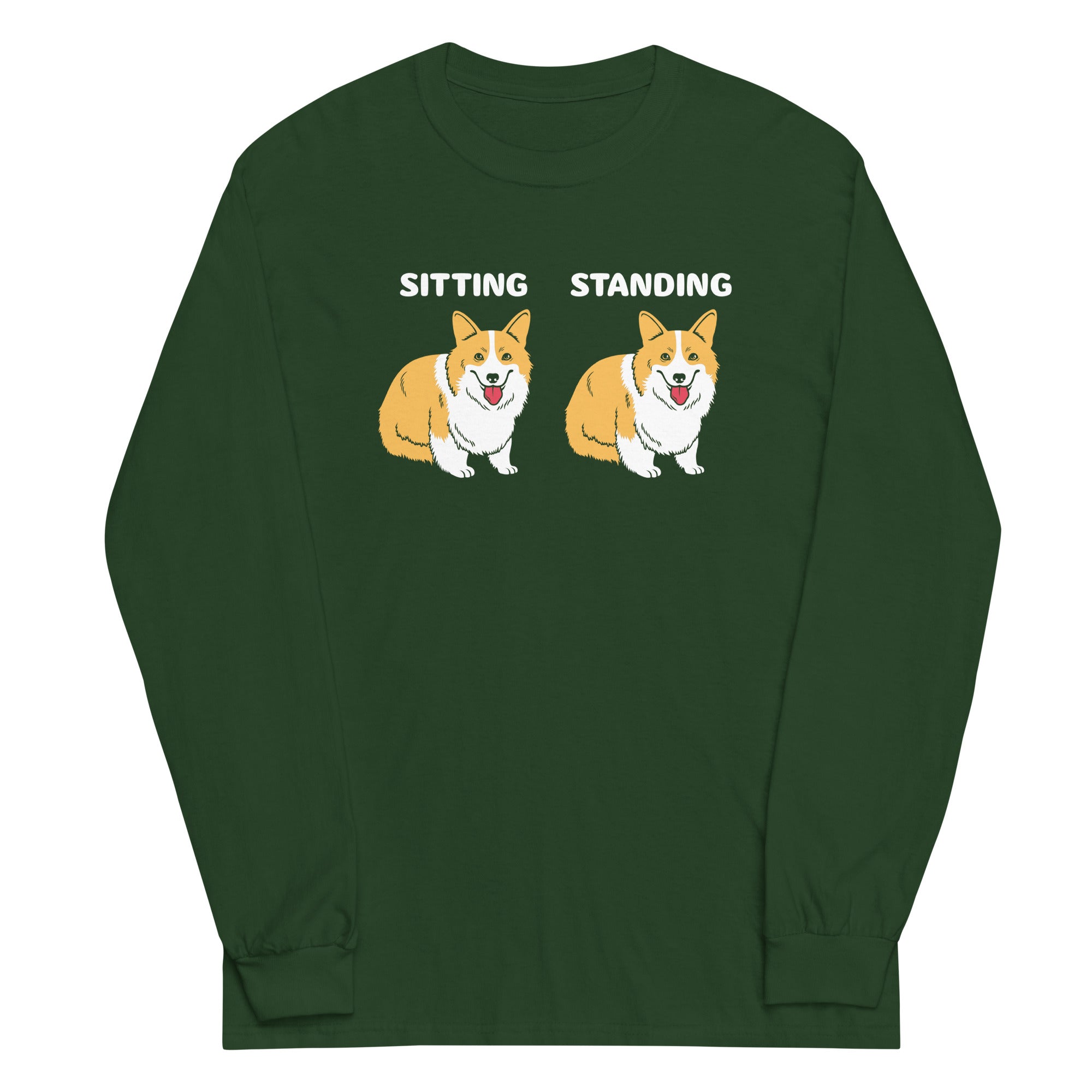 Corgi Sitting And Standing Unisex Long Sleeve Tee Hoodie, Sweatshirt | CoreVibeTees.com (Image 3)