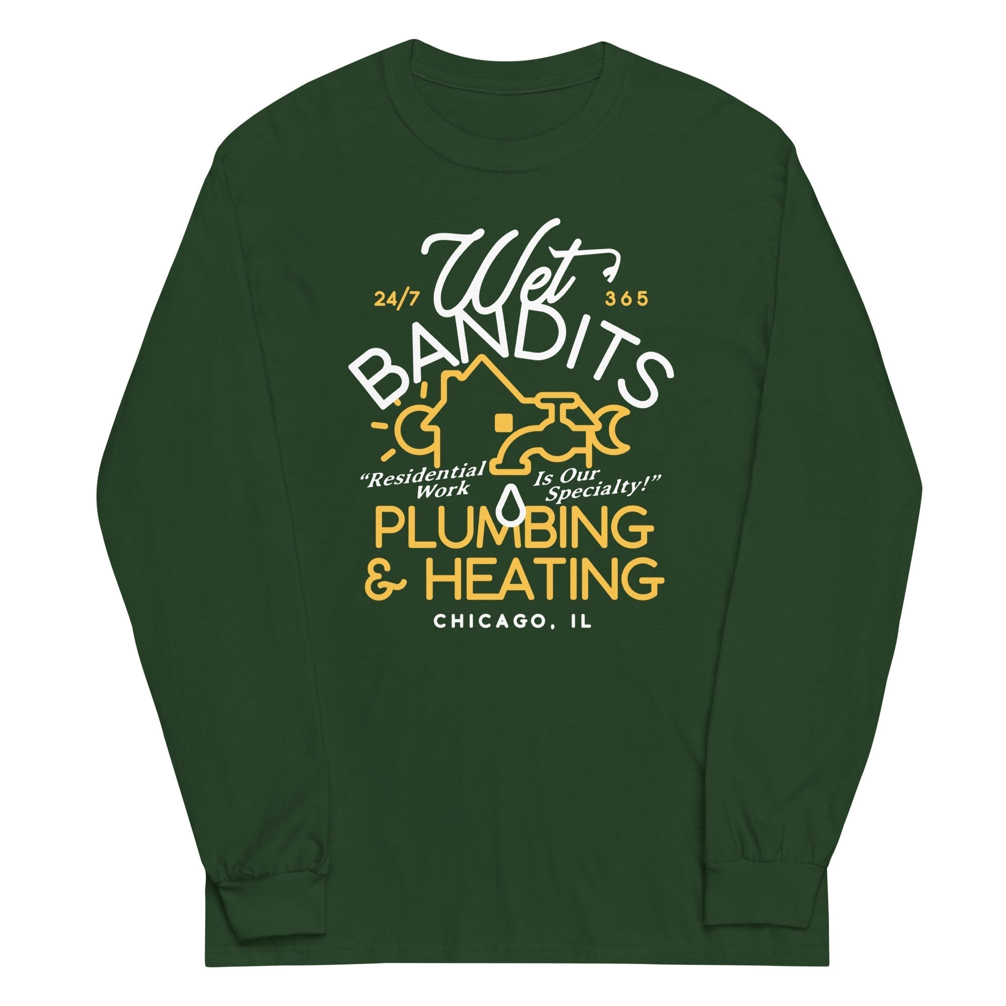 Wet Bandits Plumbing & Heating Unisex Long Sleeve Tee Hoodie, Sweatshirt | CoreVibeTees.com (Image 4)
