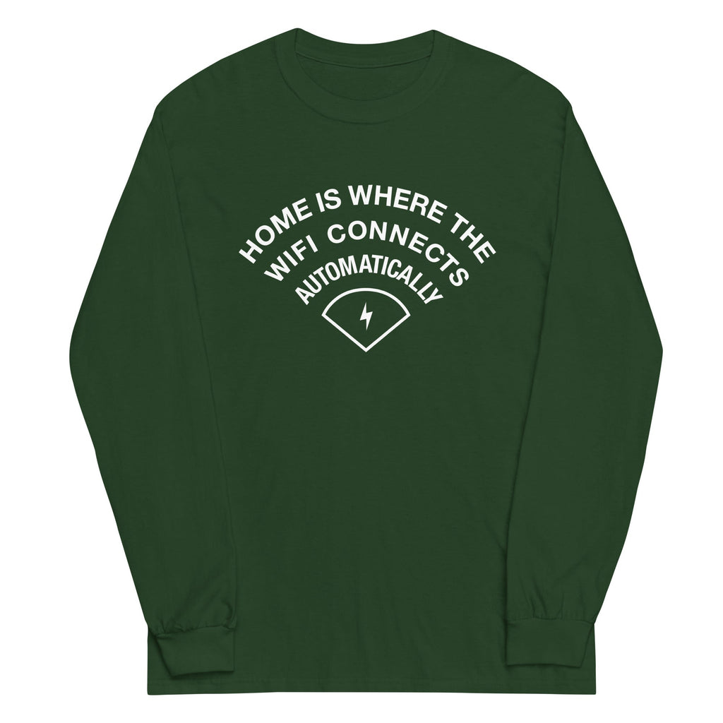 Home Is Where The WiFI Connects Automatically Unisex Long Sleeve Tee Hoodie, Sweatshirt | CoreVibeTees.com (Image 4)