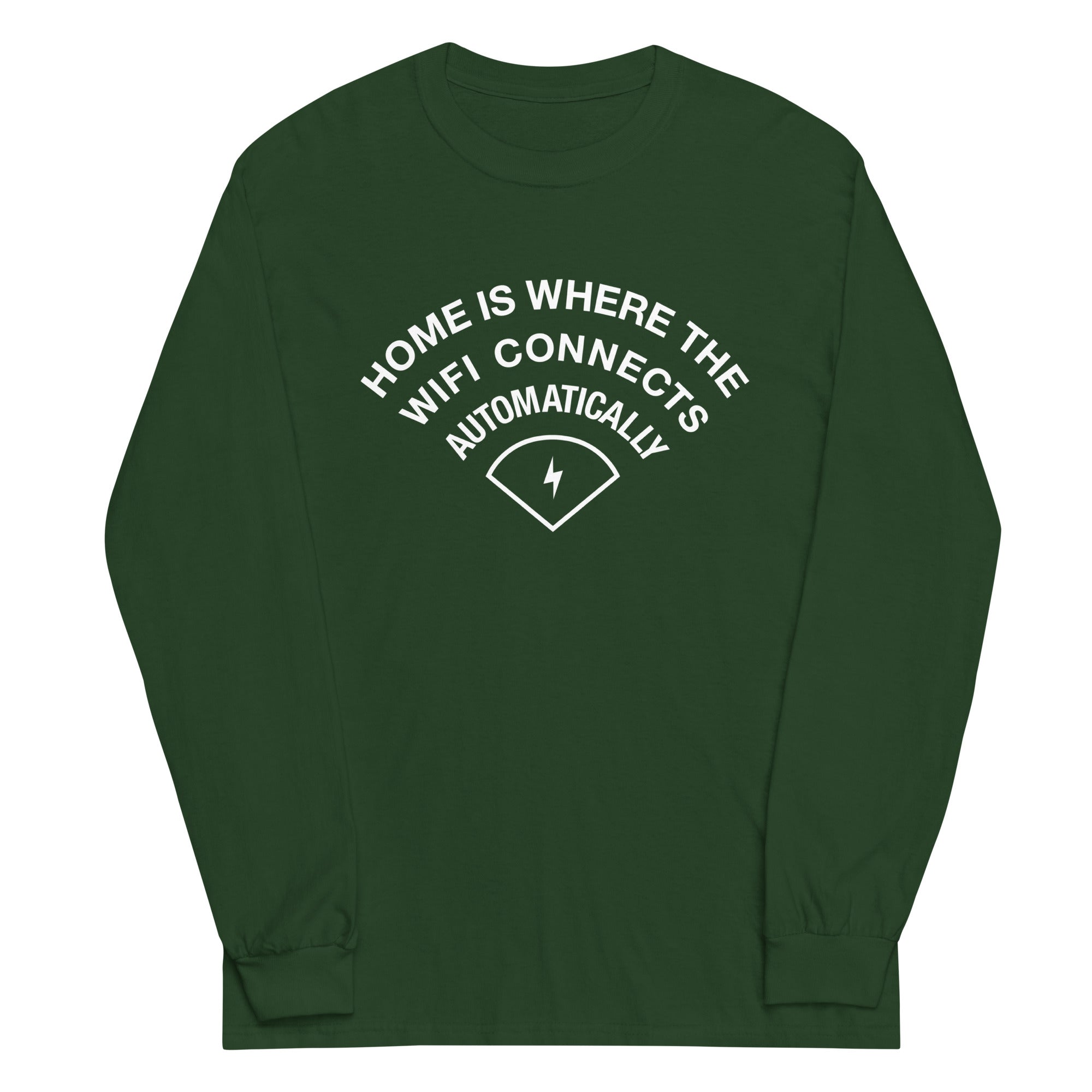 Home Is Where The WiFI Connects Automatically Unisex Long Sleeve Tee Hoodie, Sweatshirt | CoreVibeTees.com (Image 4)