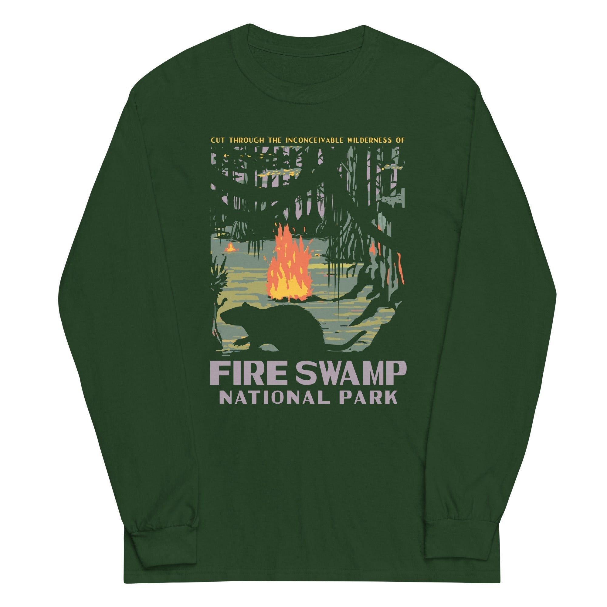 Fire Swamp National Park Unisex Long Sleeve Tee Hoodie, Sweatshirt | CoreVibeTees.com (Image 4)