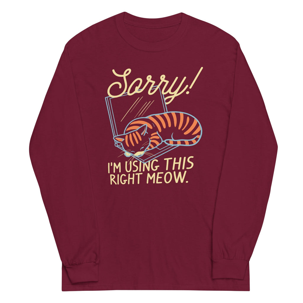 Sorry! I'm Using This Right Meow Unisex Long Sleeve Tee Hoodie, Sweatshirt | CoreVibeTees.com (Image 3)