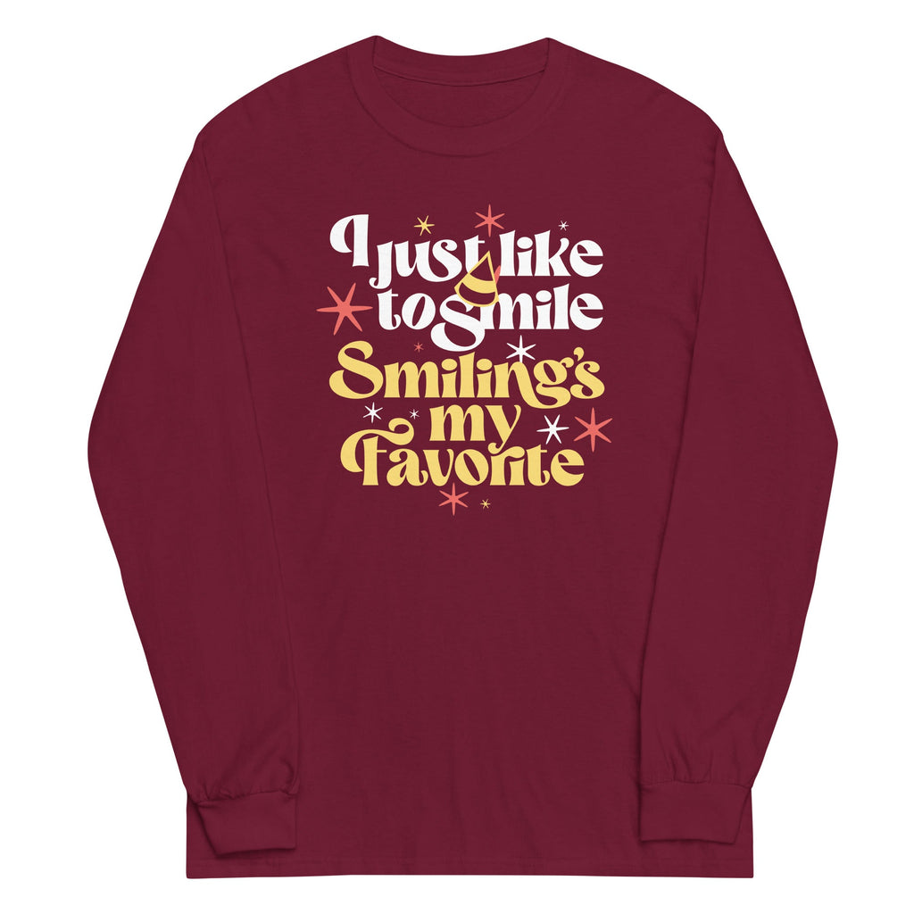 I Just Like To Smile Smiling's My Favorite Unisex Long Sleeve Tee Hoodie, Sweatshirt | CoreVibeTees.com (Image 4)