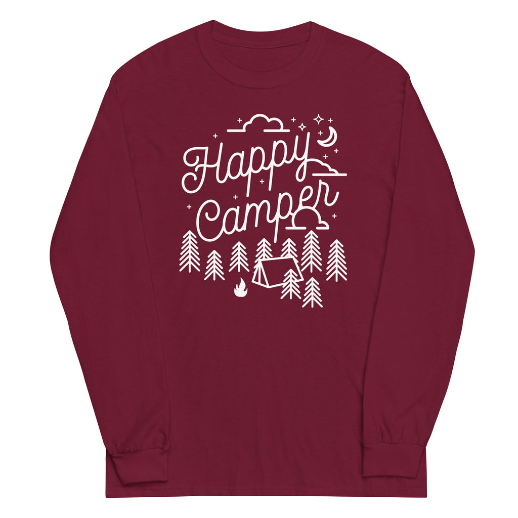 Happy Camper Unisex Long Sleeve Tee Hoodie, Sweatshirt | CoreVibeTees.com (Image 4)