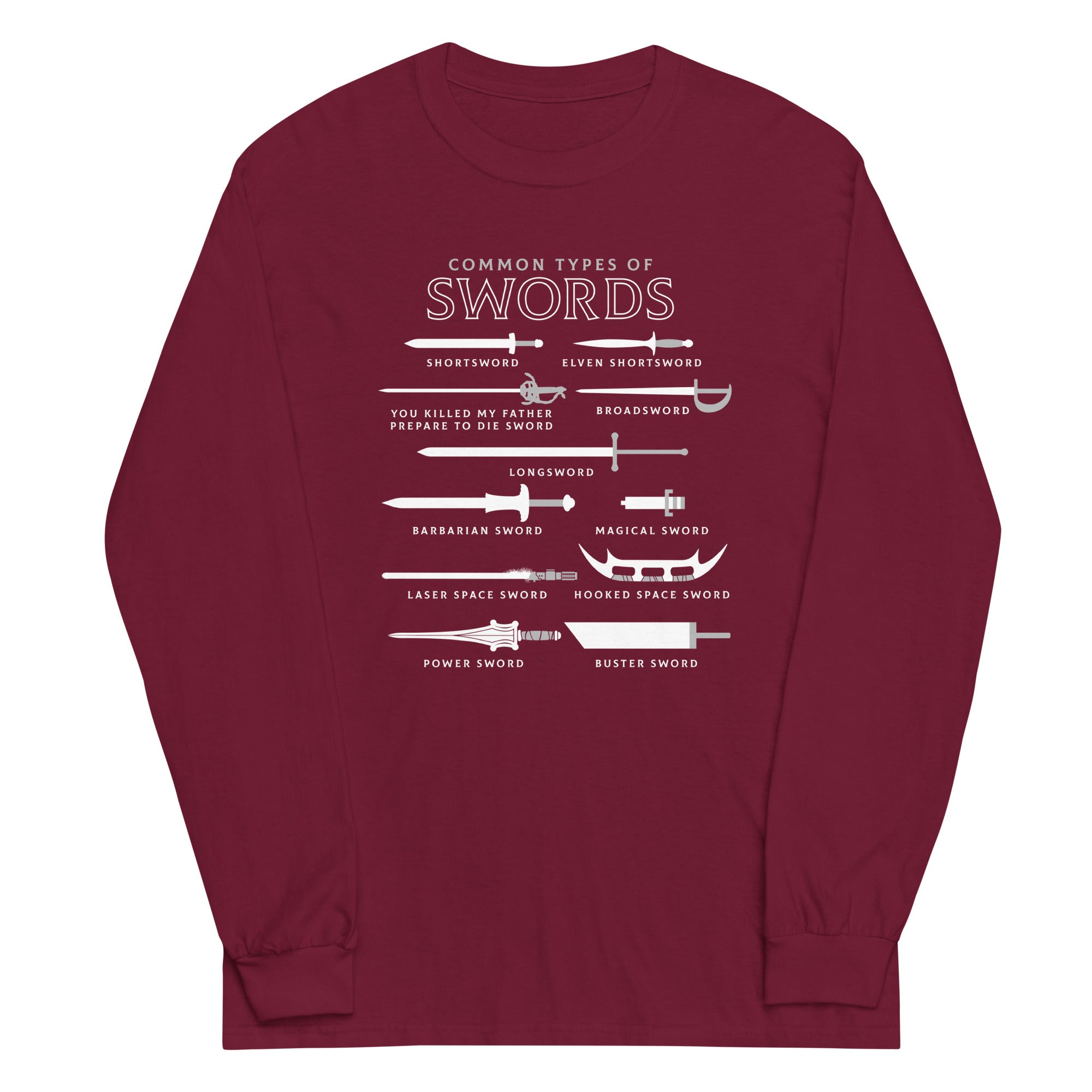 Common Types Of Swords Unisex Long Sleeve Tee Hoodie, Sweatshirt | CoreVibeTees.com (Image 3)