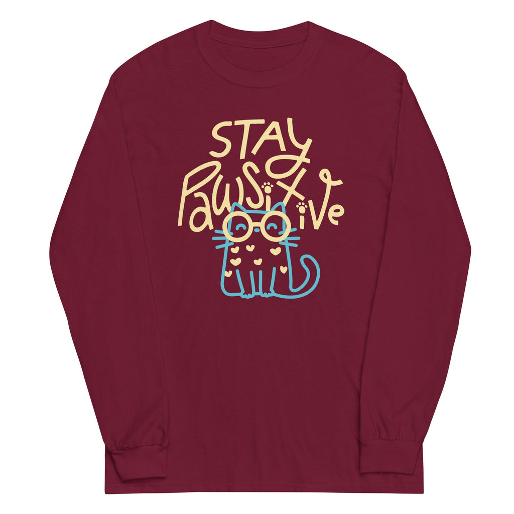 Stay Pawsitive Unisex Long Sleeve Tee Hoodie, Sweatshirt | CoreVibeTees.com (Image 3)