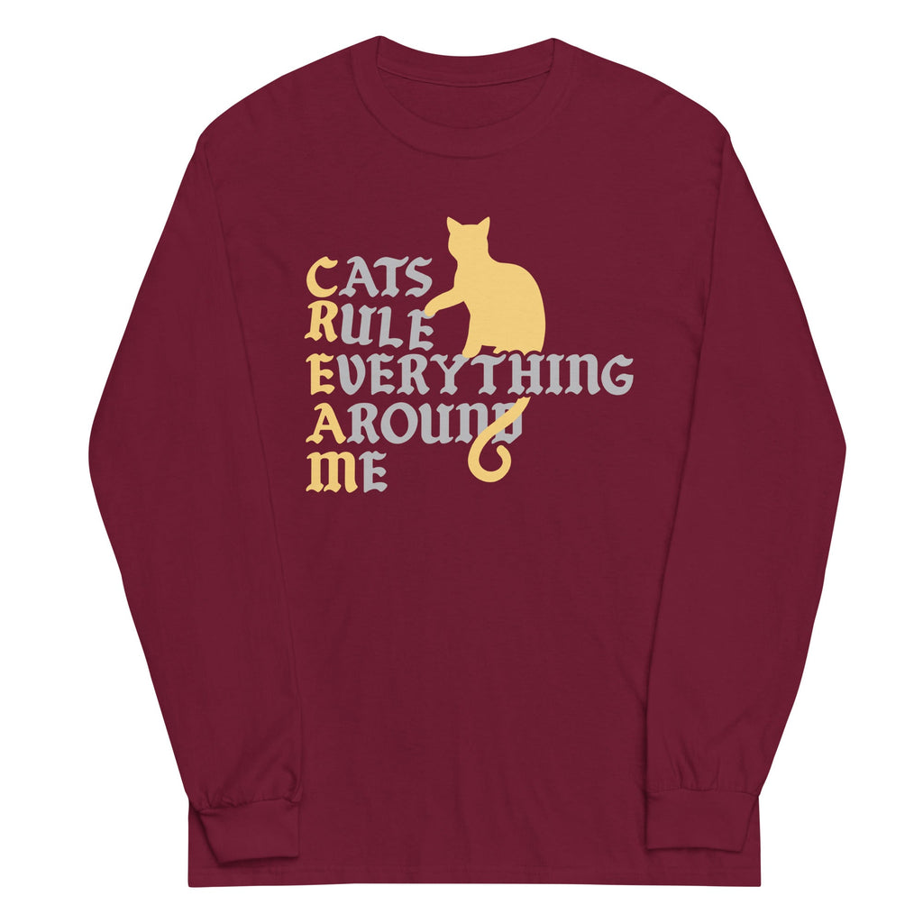 Cats Rule Everything Around Me Unisex Long Sleeve Tee Hoodie, Sweatshirt | CoreVibeTees.com (Image 3)