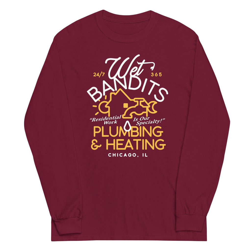 Wet Bandits Plumbing & Heating Unisex Long Sleeve Tee Hoodie, Sweatshirt | CoreVibeTees.com (Image 1)