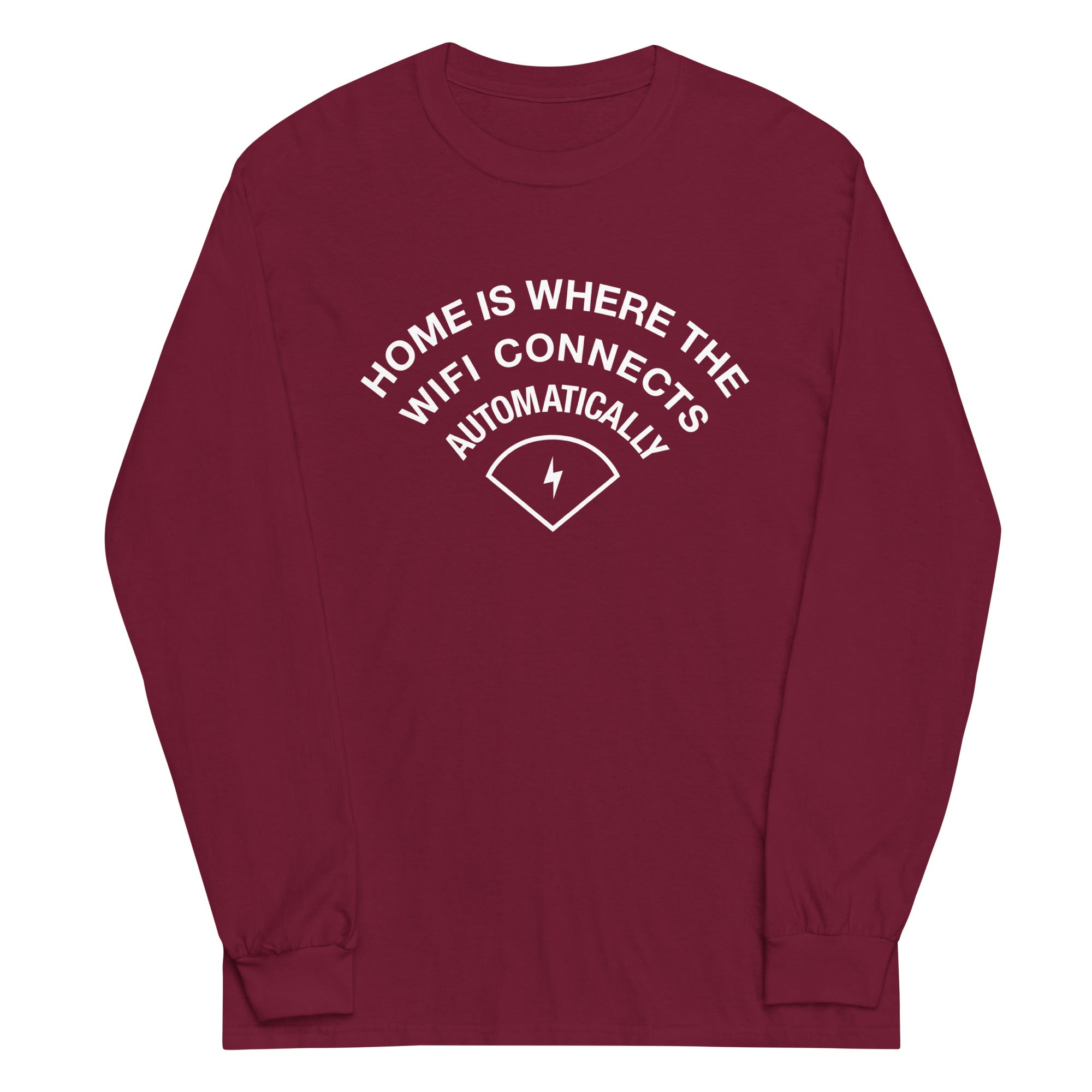 Home Is Where The WiFI Connects Automatically Unisex Long Sleeve Tee Hoodie, Sweatshirt | CoreVibeTees.com (Image 3)