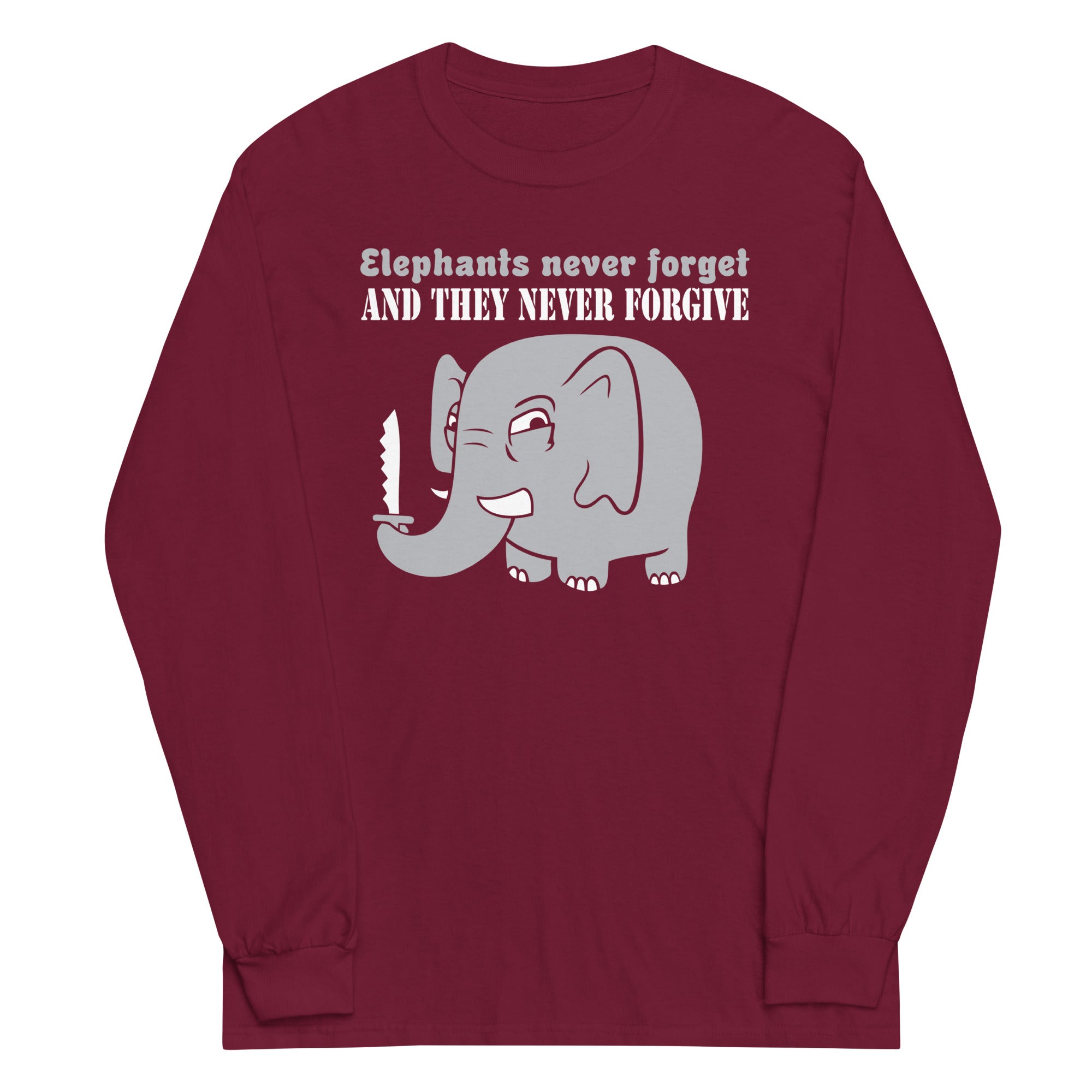 Elephants Never Forgive Unisex Long Sleeve Tee Hoodie, Sweatshirt | CoreVibeTees.com (Image 4)