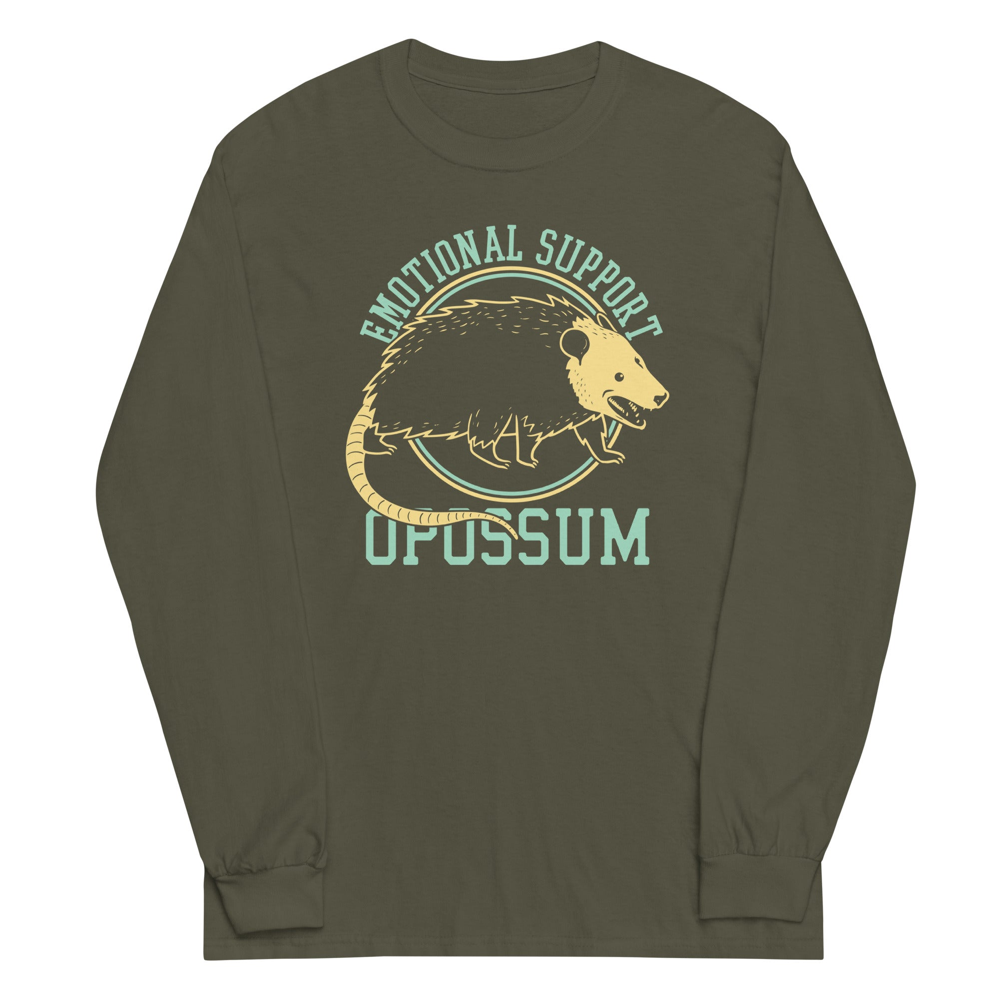 Emotional Support Opossum Unisex Long Sleeve Tee Hoodie, Sweatshirt | CoreVibeTees.com (Image 1)