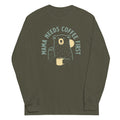 Mama Needs Coffee First Unisex Long Sleeve Tee Hoodie, Sweatshirt | CoreVibeTees.com (Image 1)