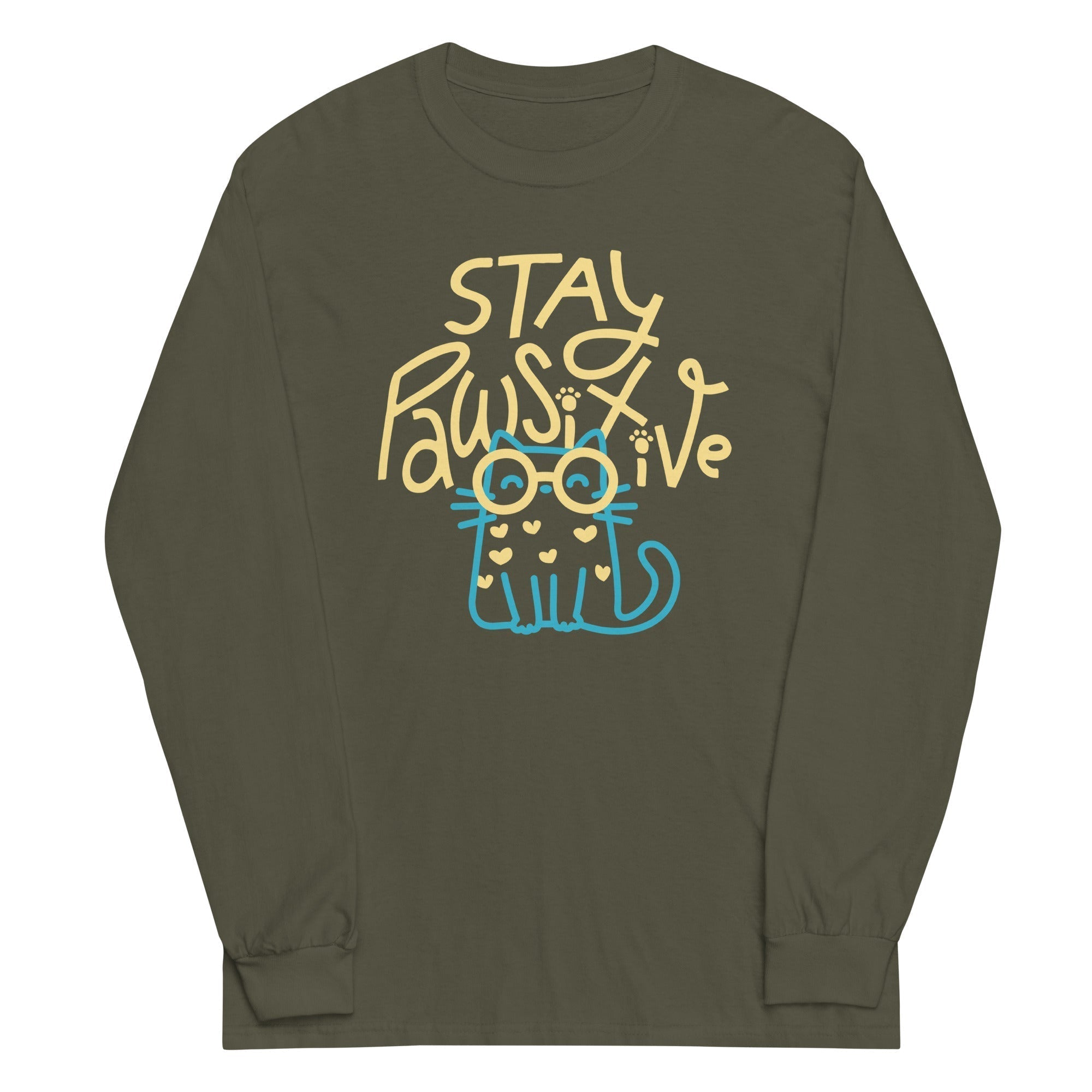 Stay Pawsitive Unisex Long Sleeve Tee Hoodie, Sweatshirt | CoreVibeTees.com (Image 4)