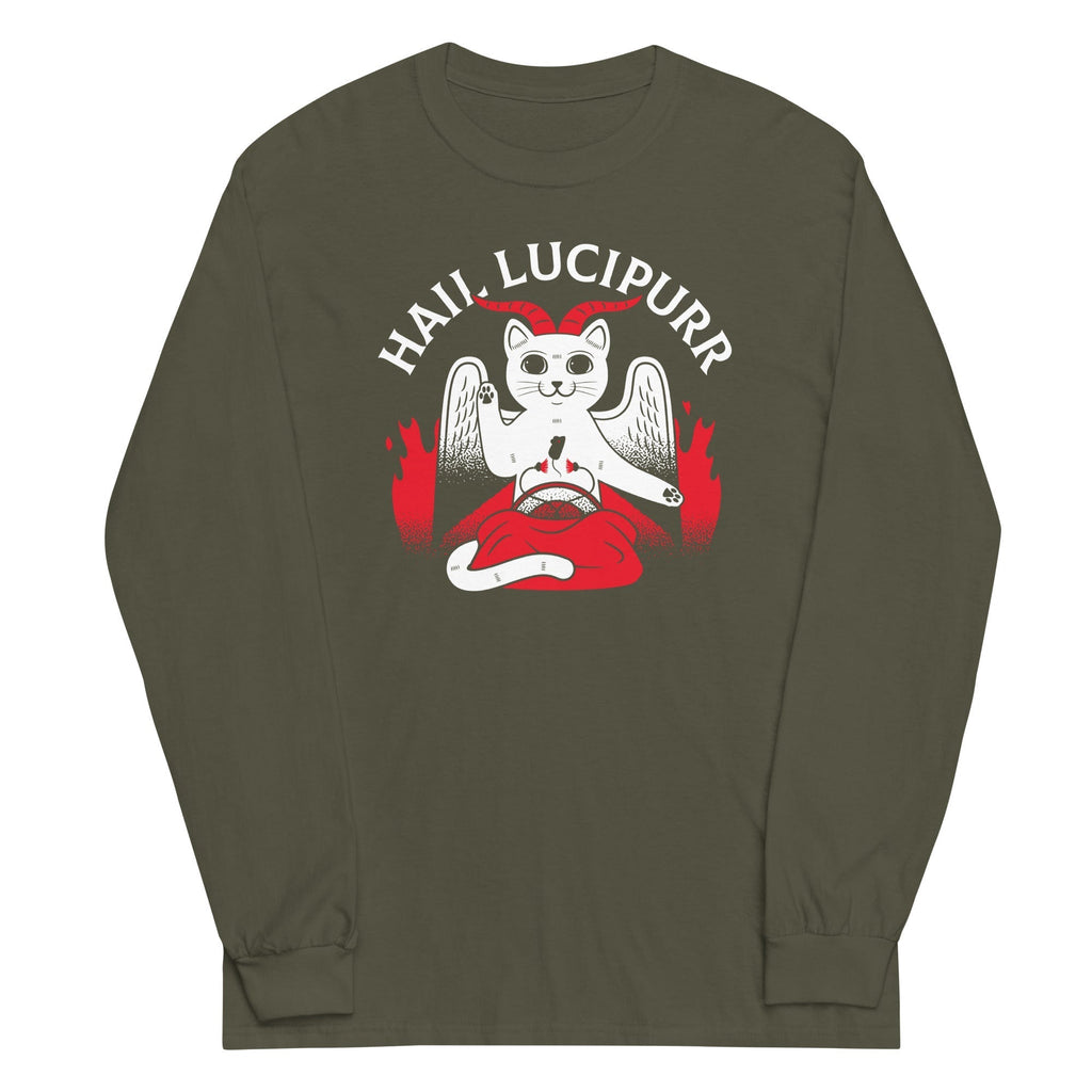Hail Lucipurr Unisex Long Sleeve Tee Hoodie, Sweatshirt | CoreVibeTees.com (Image 4)