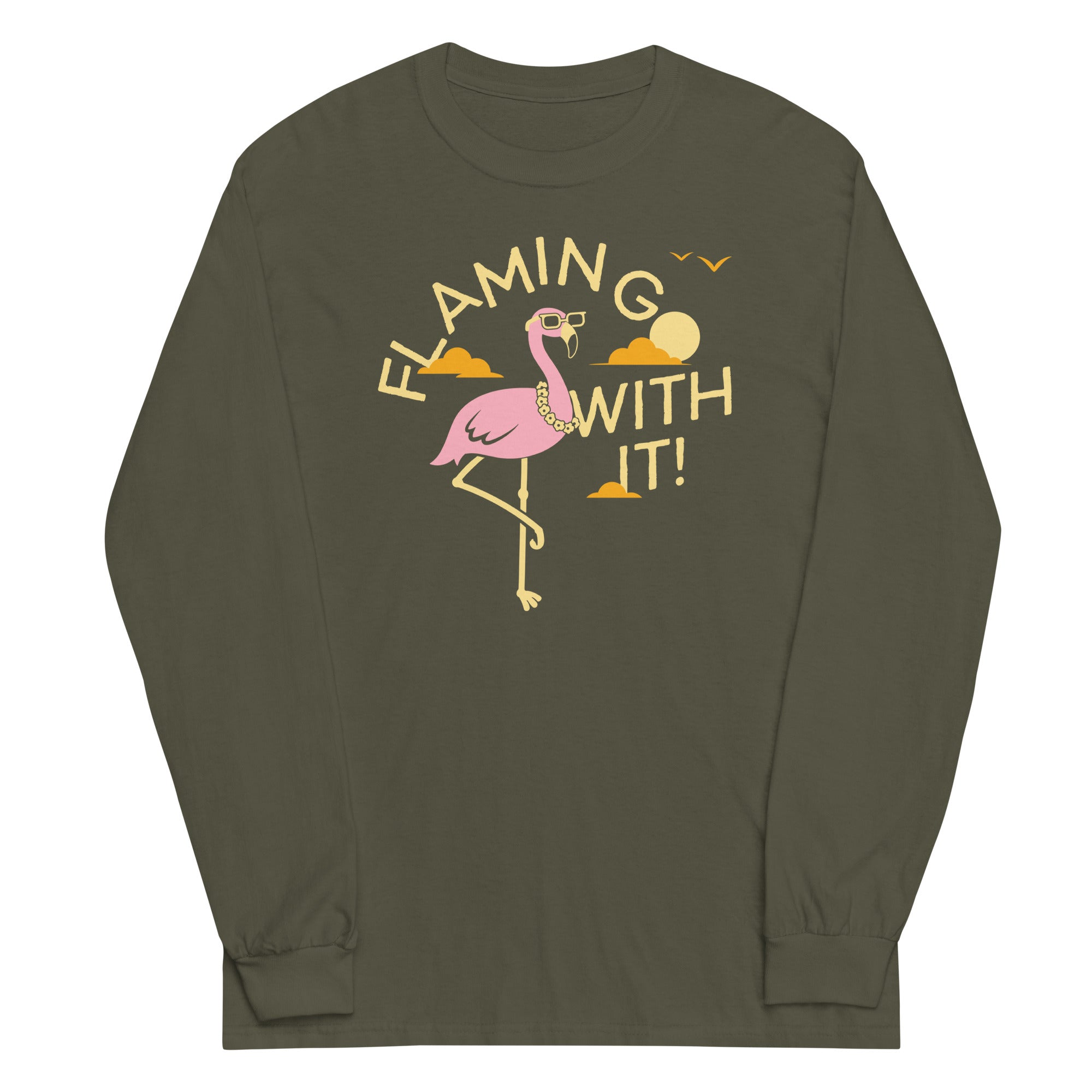 Flamingo With It Unisex Long Sleeve Tee Hoodie, Sweatshirt | CoreVibeTees.com (Image 5)
