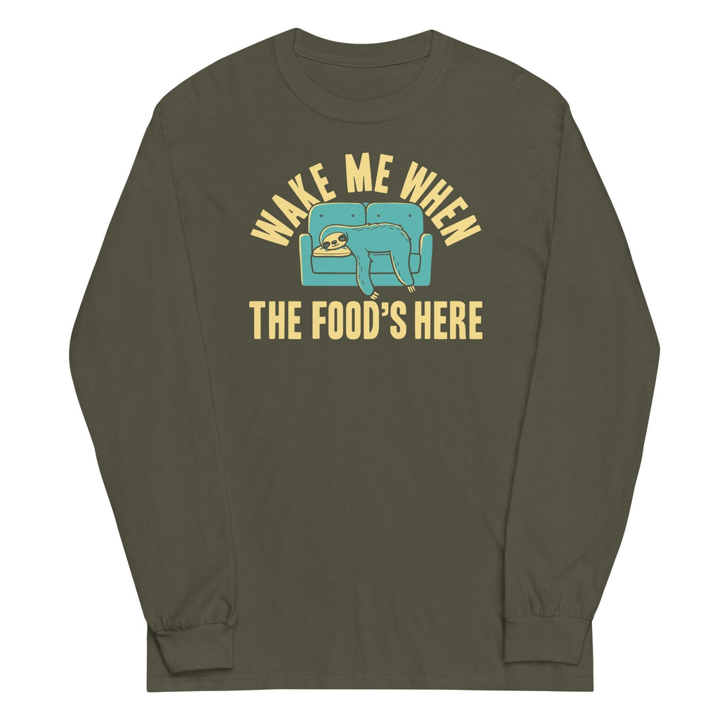 Wake Me When The Food's Here Unisex Long Sleeve Tee Hoodie, Sweatshirt | CoreVibeTees.com (Image 4)