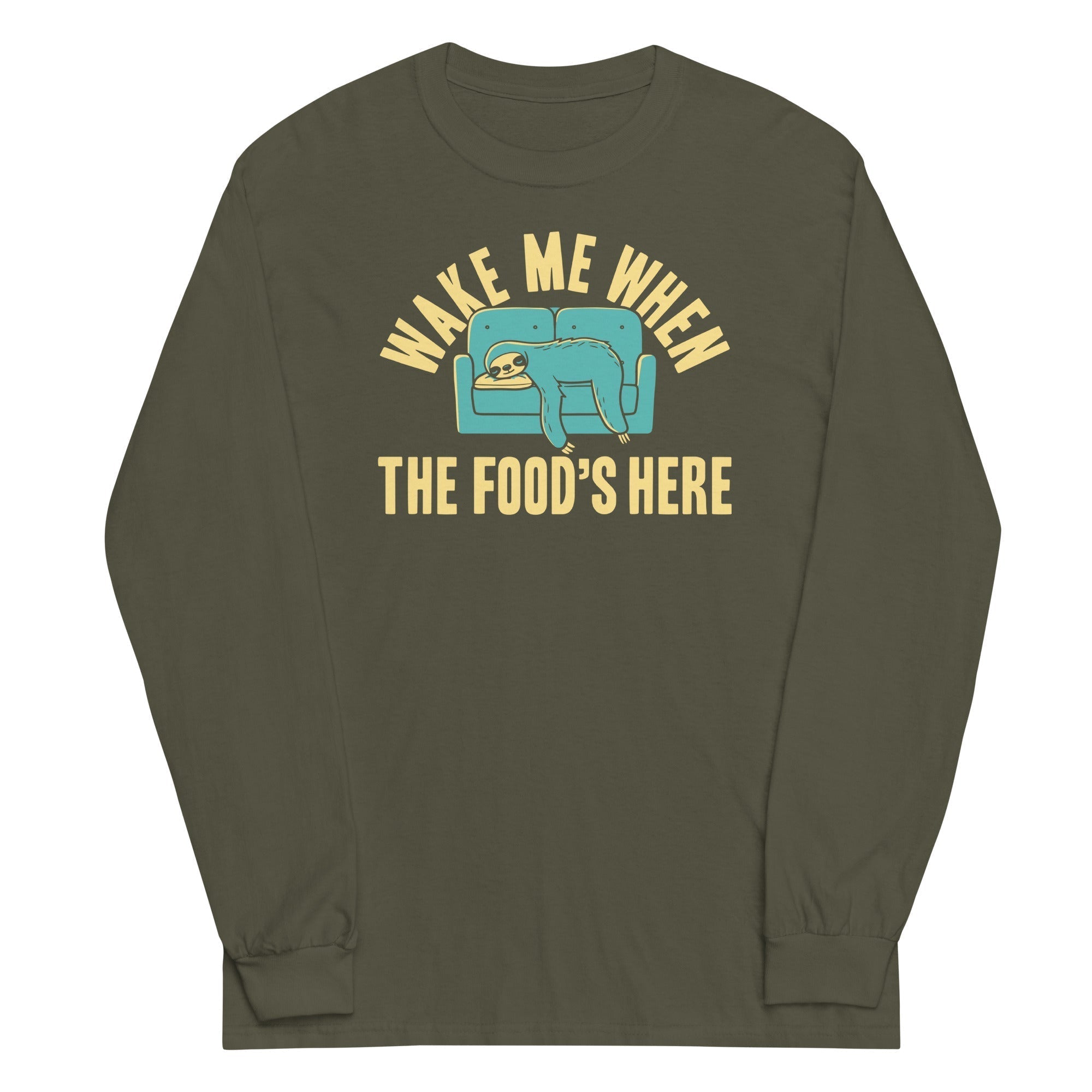 Wake Me When The Food's Here Unisex Long Sleeve Tee Hoodie, Sweatshirt | CoreVibeTees.com (Image 4)