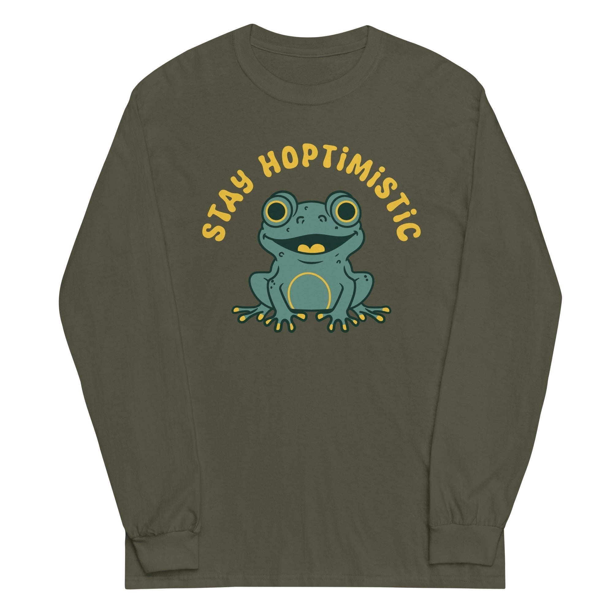 Stay Hoptimistic Unisex Long Sleeve Tee Hoodie, Sweatshirt | CoreVibeTees.com (Image 1)