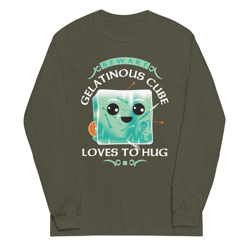 Gelatinous Cube Loves To Hug Unisex Long Sleeve Tee Hoodie, Sweatshirt | CoreVibeTees.com (Image 1)