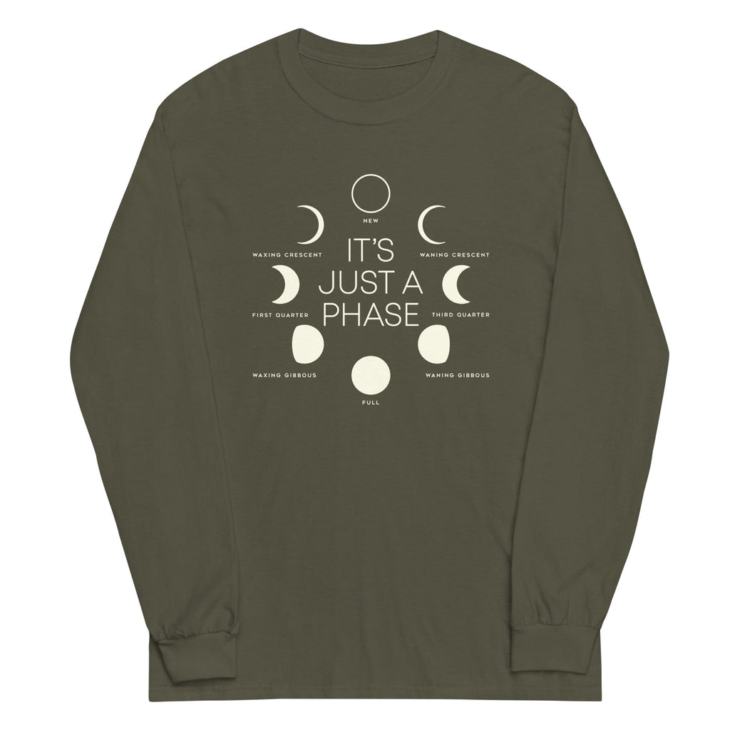 It's Just A Phase Unisex Long Sleeve Tee Hoodie, Sweatshirt | CoreVibeTees.com (Image 1)