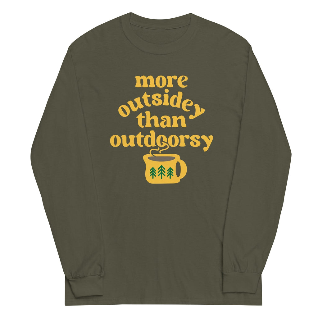 More Outsidey Than Outdoorsy Unisex Long Sleeve Tee Hoodie, Sweatshirt | CoreVibeTees.com (Image 1)