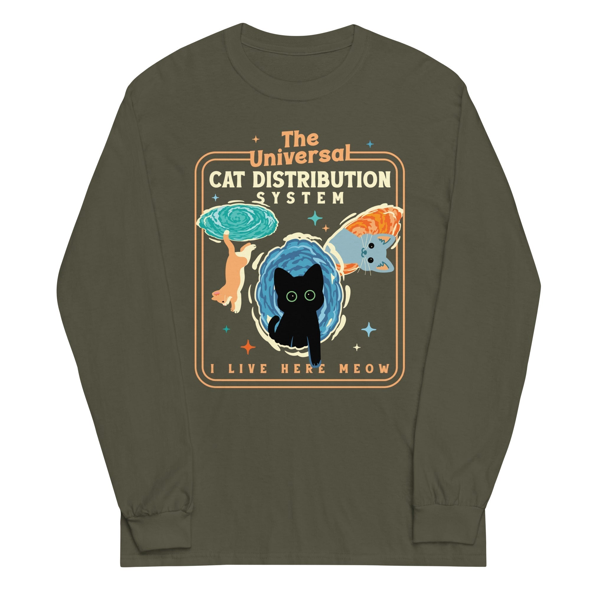 The Universal Cat Distribution System Unisex Long Sleeve Tee Hoodie, Sweatshirt | CoreVibeTees.com (Image 5)
