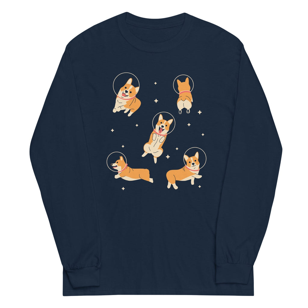 Corgis In Space Unisex Long Sleeve Tee Hoodie, Sweatshirt | CoreVibeTees.com (Image 2)