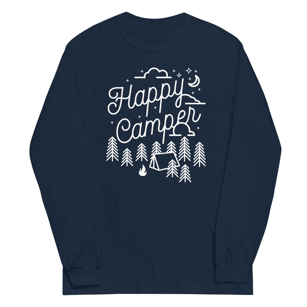 Happy Camper Unisex Long Sleeve Tee Hoodie, Sweatshirt | CoreVibeTees.com (Image 3)