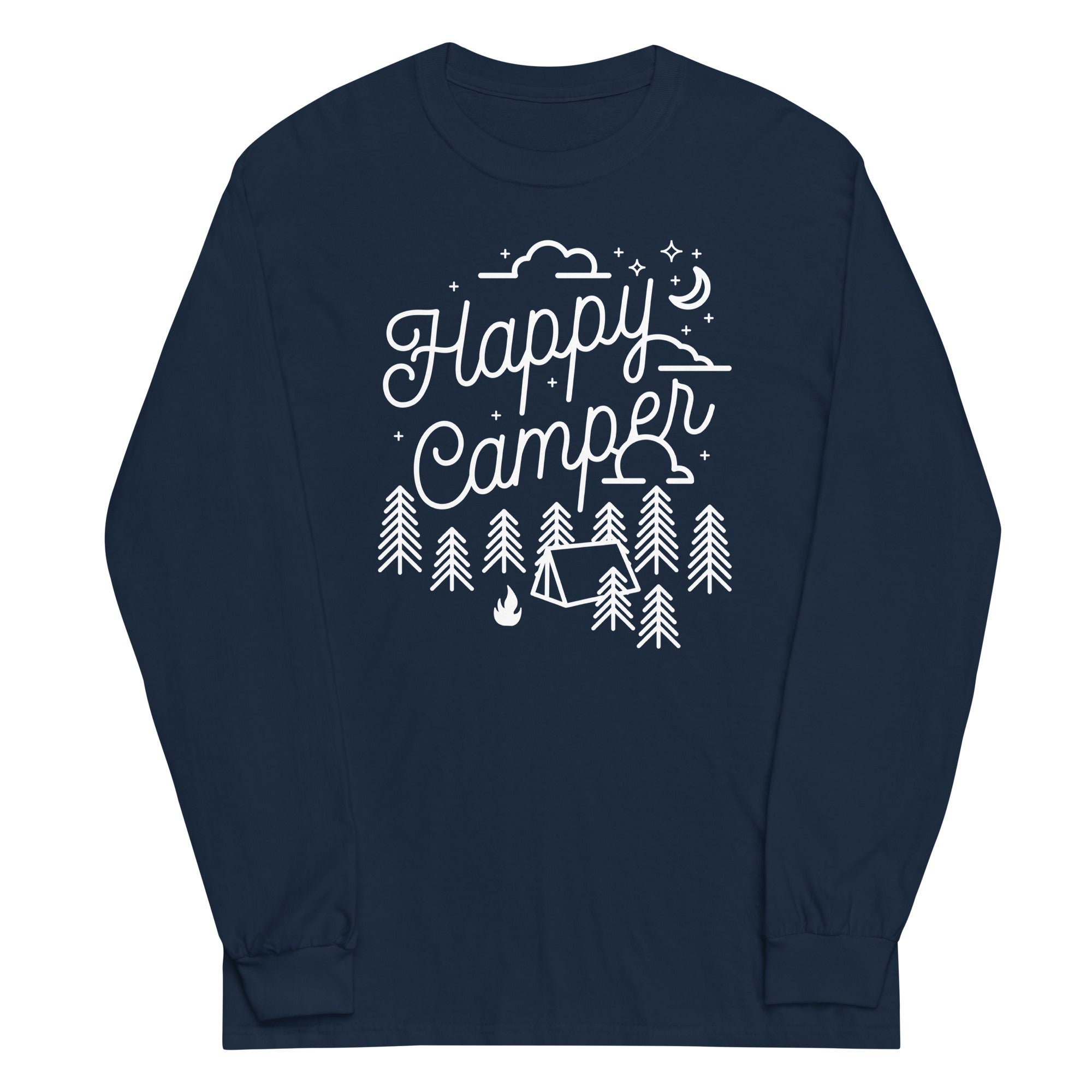 Happy Camper Unisex Long Sleeve Tee Hoodie, Sweatshirt | CoreVibeTees.com (Image 3)