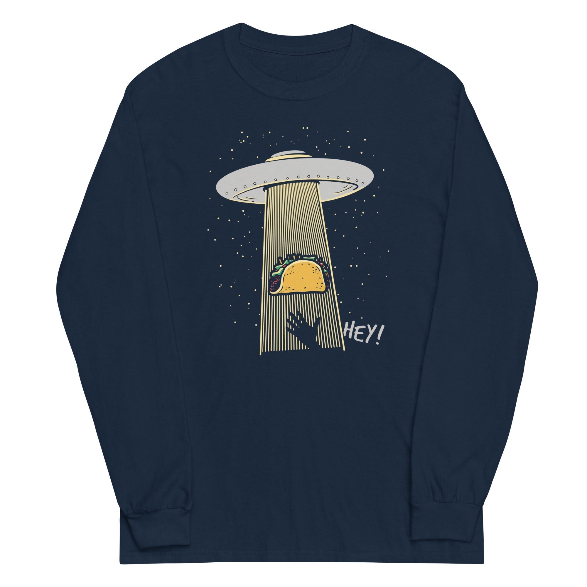 Taco Abduction Unisex Long Sleeve Tee Hoodie, Sweatshirt | CoreVibeTees.com (Image 2)