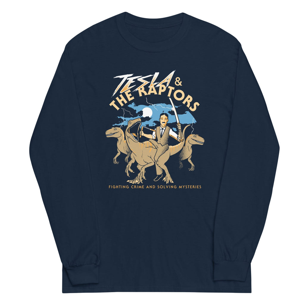 Tesla & The Raptors Unisex Long Sleeve Tee Hoodie, Sweatshirt | CoreVibeTees.com (Image 2)