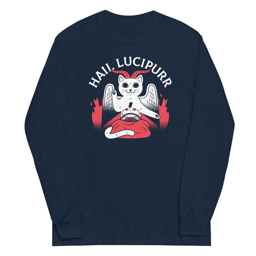 Hail Lucipurr Unisex Long Sleeve Tee Hoodie, Sweatshirt | CoreVibeTees.com (Image 2)