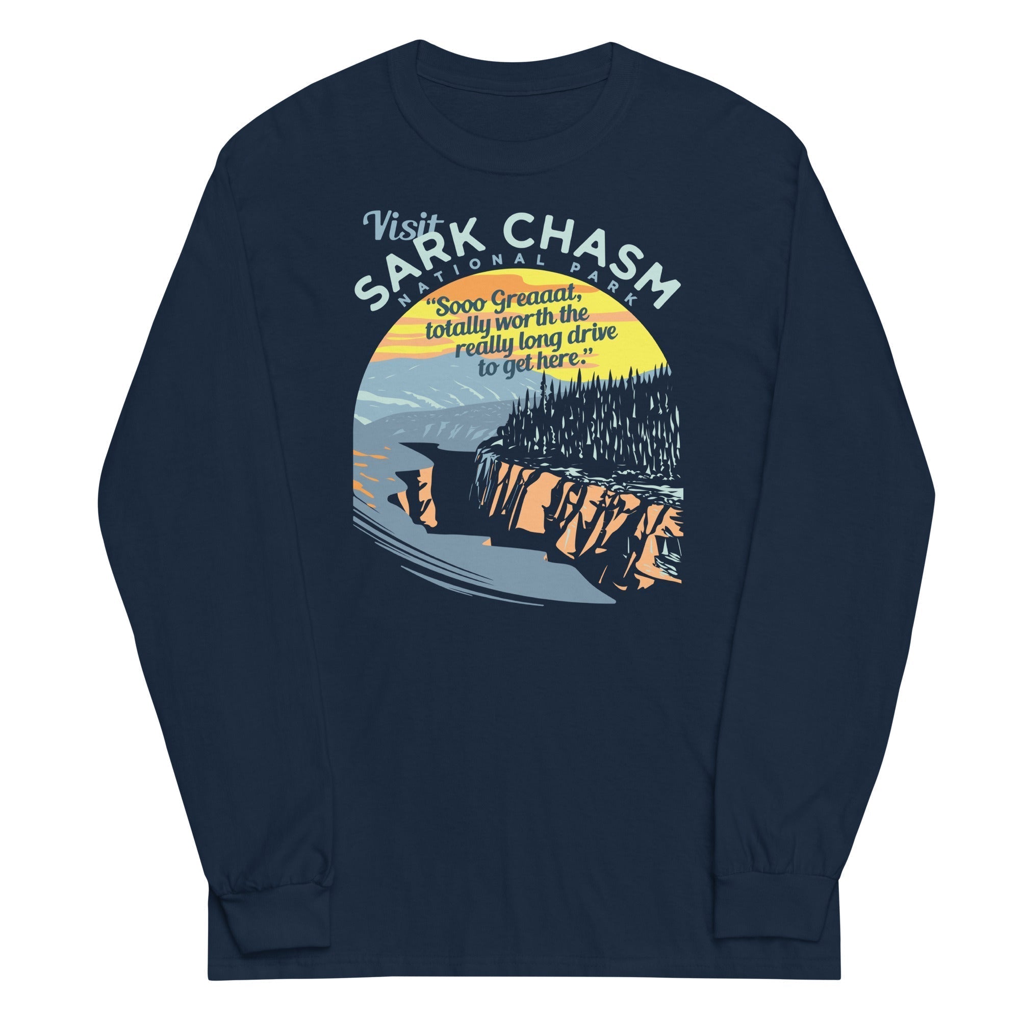 Visit Sark Chasm Unisex Long Sleeve Tee Hoodie, Sweatshirt | CoreVibeTees.com (Image 1)