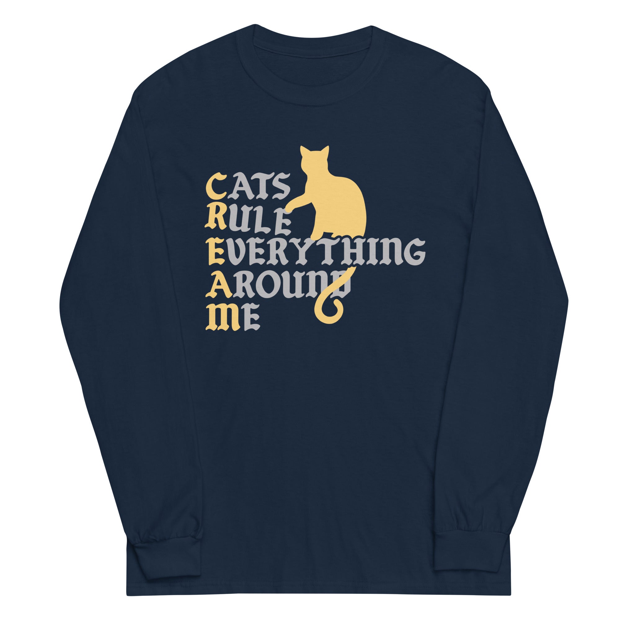 Cats Rule Everything Around Me Unisex Long Sleeve Tee Hoodie, Sweatshirt | CoreVibeTees.com (Image 2)
