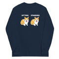 Corgi Sitting And Standing Unisex Long Sleeve Tee Hoodie, Sweatshirt | CoreVibeTees.com (Image 1)
