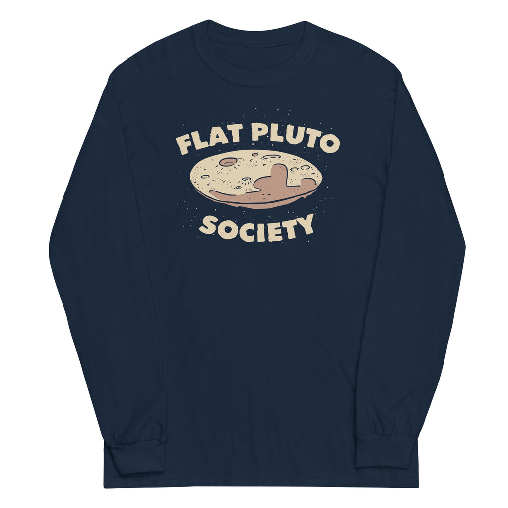 Flat Pluto Society Unisex Long Sleeve Tee Hoodie, Sweatshirt | CoreVibeTees.com (Image 2)