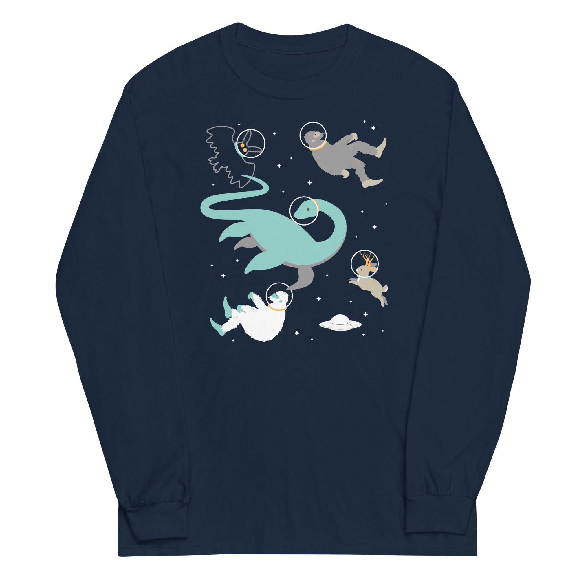 Cryptids In Space Unisex Long Sleeve Tee Hoodie, Sweatshirt | CoreVibeTees.com (Image 2)