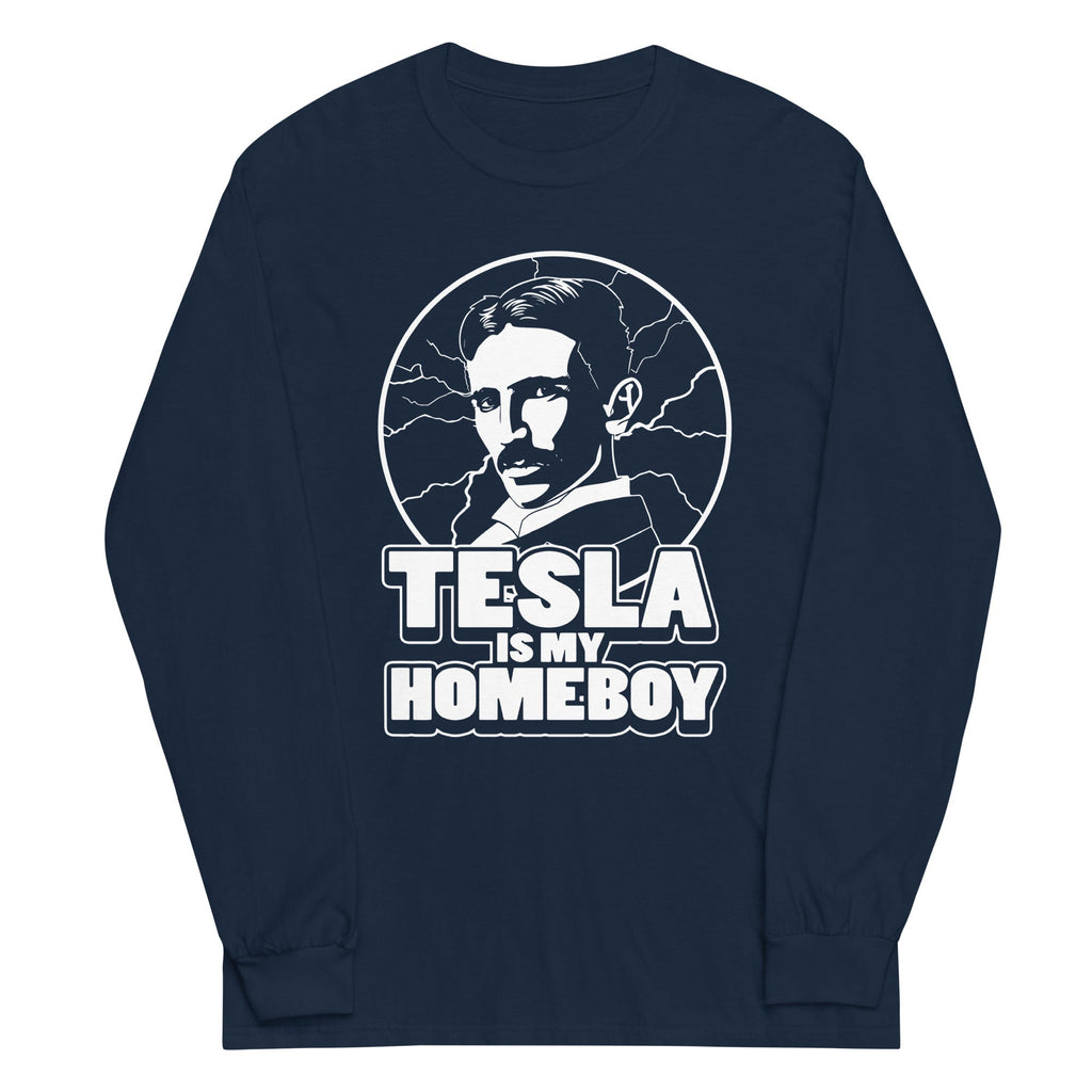 Tesla Is My Homeboy Unisex Long Sleeve Tee Hoodie, Sweatshirt | CoreVibeTees.com (Image 2)