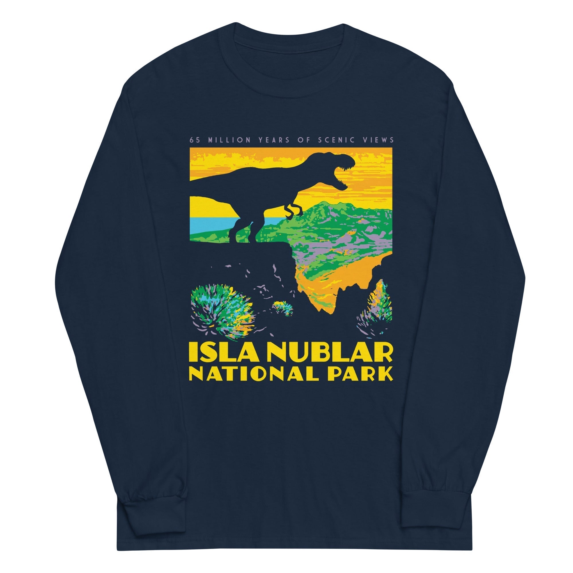 Isla Nublar National Park Unisex Long Sleeve Tee Hoodie, Sweatshirt | CoreVibeTees.com (Image 2)