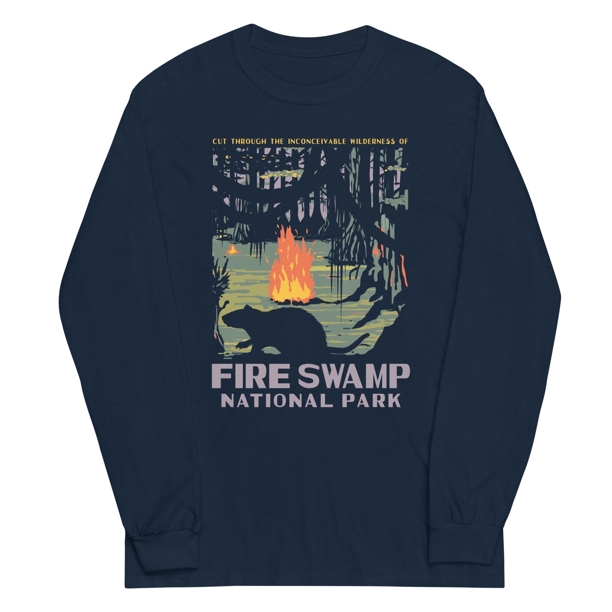 Fire Swamp National Park Unisex Long Sleeve Tee Hoodie, Sweatshirt | CoreVibeTees.com (Image 2)