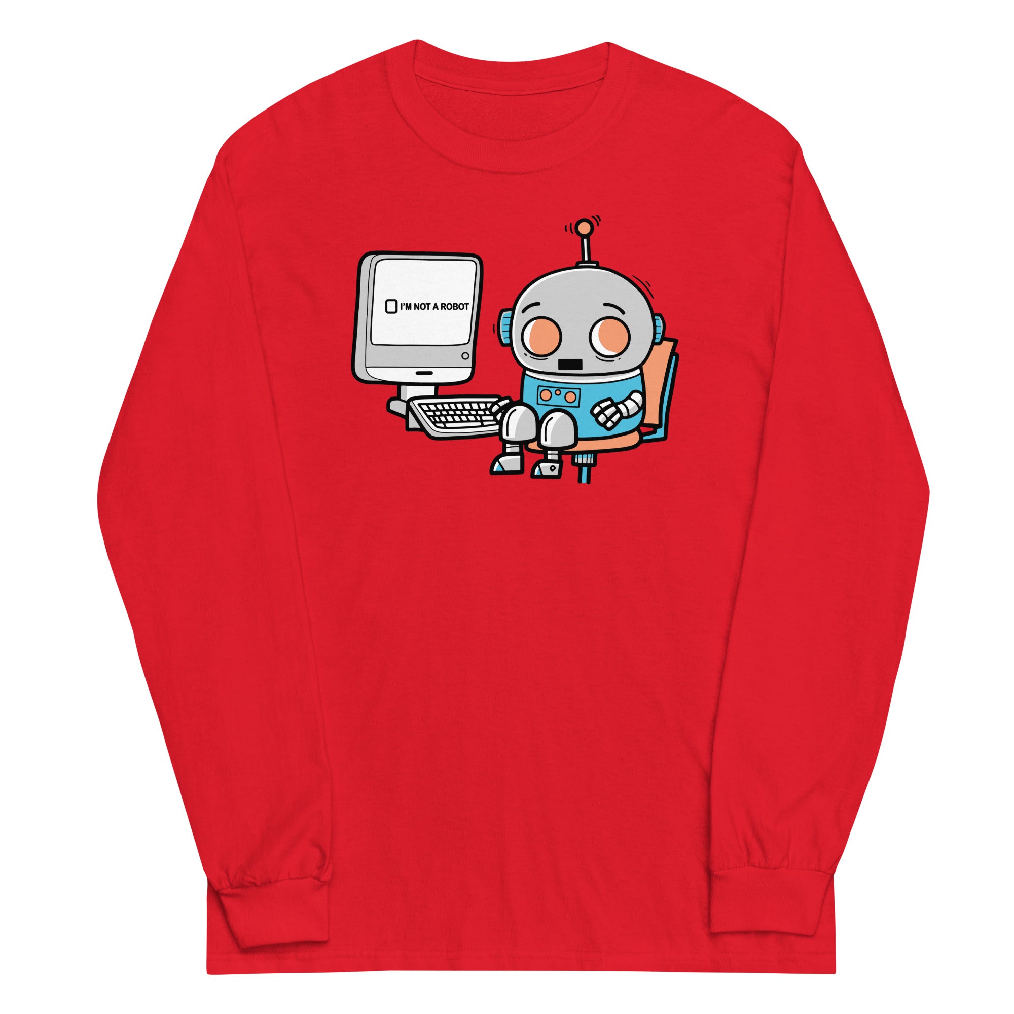 Robot Captcha Unisex Long Sleeve Tee Hoodie, Sweatshirt | CoreVibeTees.com (Image 2)