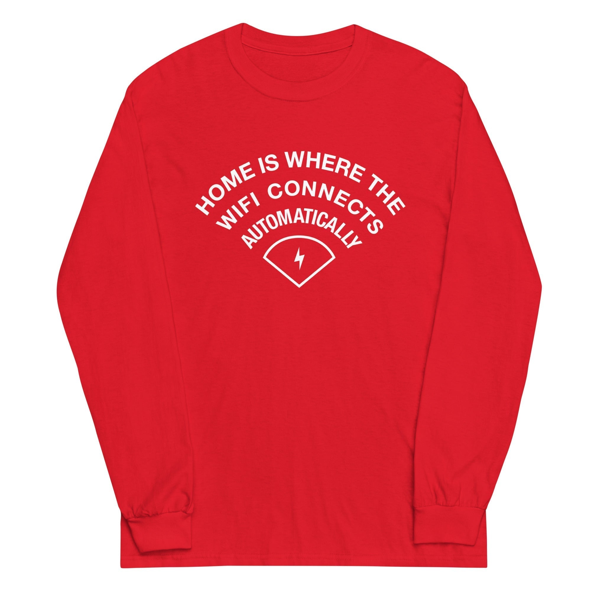 Home Is Where The WiFI Connects Automatically Unisex Long Sleeve Tee Hoodie, Sweatshirt | CoreVibeTees.com (Image 5)