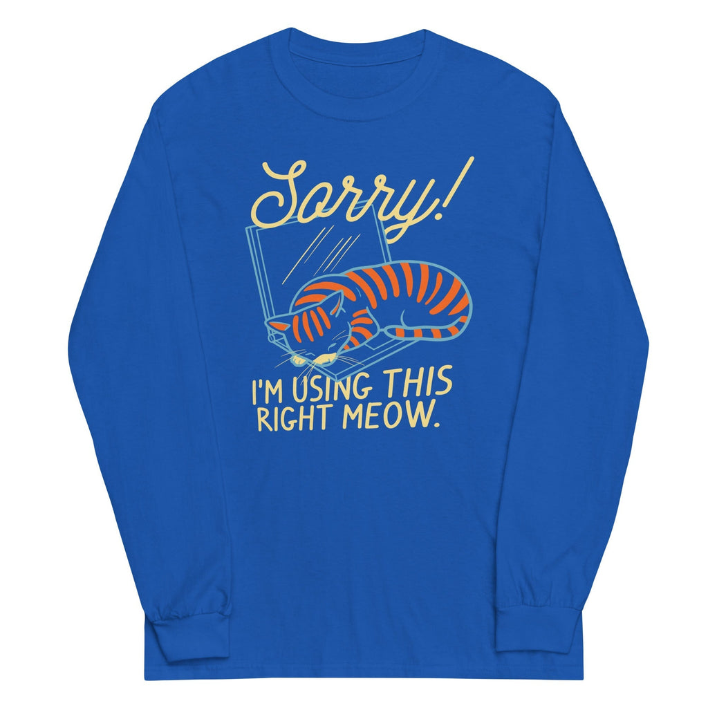 Sorry! I'm Using This Right Meow Unisex Long Sleeve Tee Hoodie, Sweatshirt | CoreVibeTees.com (Image 4)