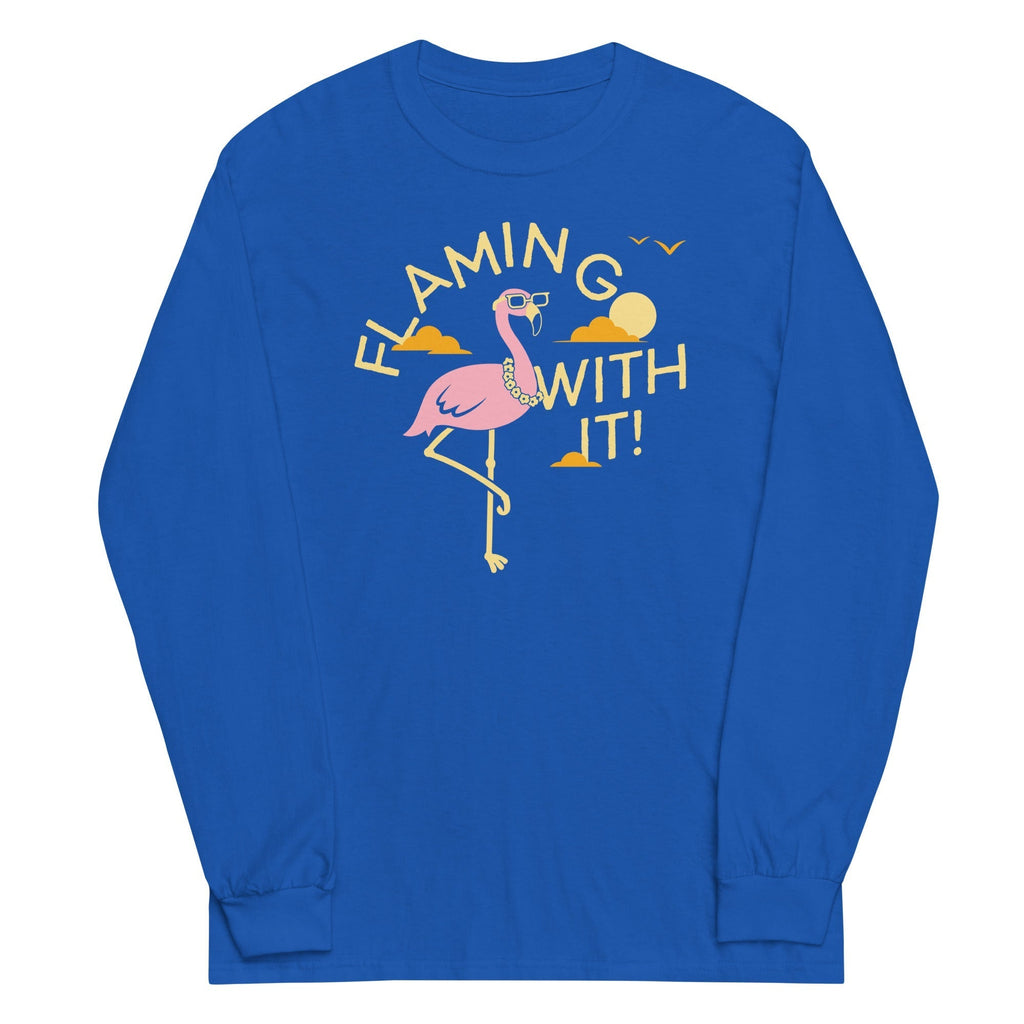 Flamingo With It Unisex Long Sleeve Tee Hoodie, Sweatshirt | CoreVibeTees.com (Image 4)
