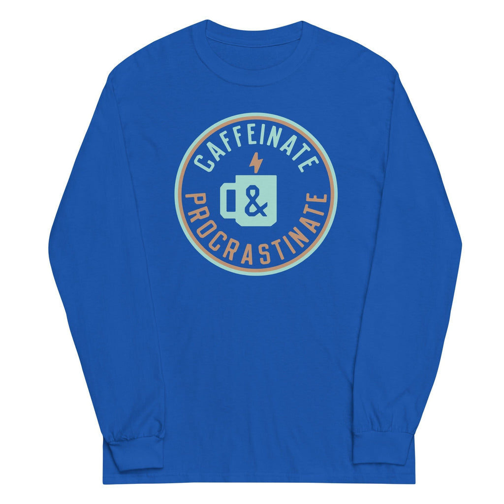 Caffeinate And Procrastinate Unisex Long Sleeve Tee Hoodie, Sweatshirt | CoreVibeTees.com (Image 5)